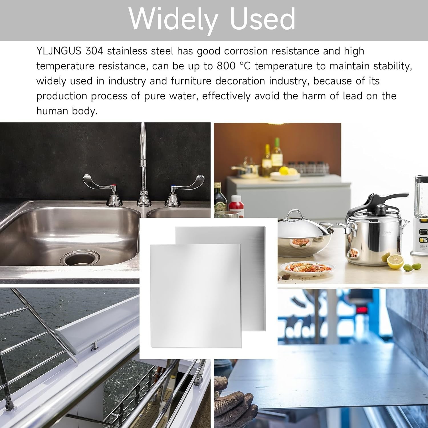 304 Stainless Steel Sheet – 12″ X 12″ X 1/8″ Thin Stainless Steel Plate 1/8 Inch