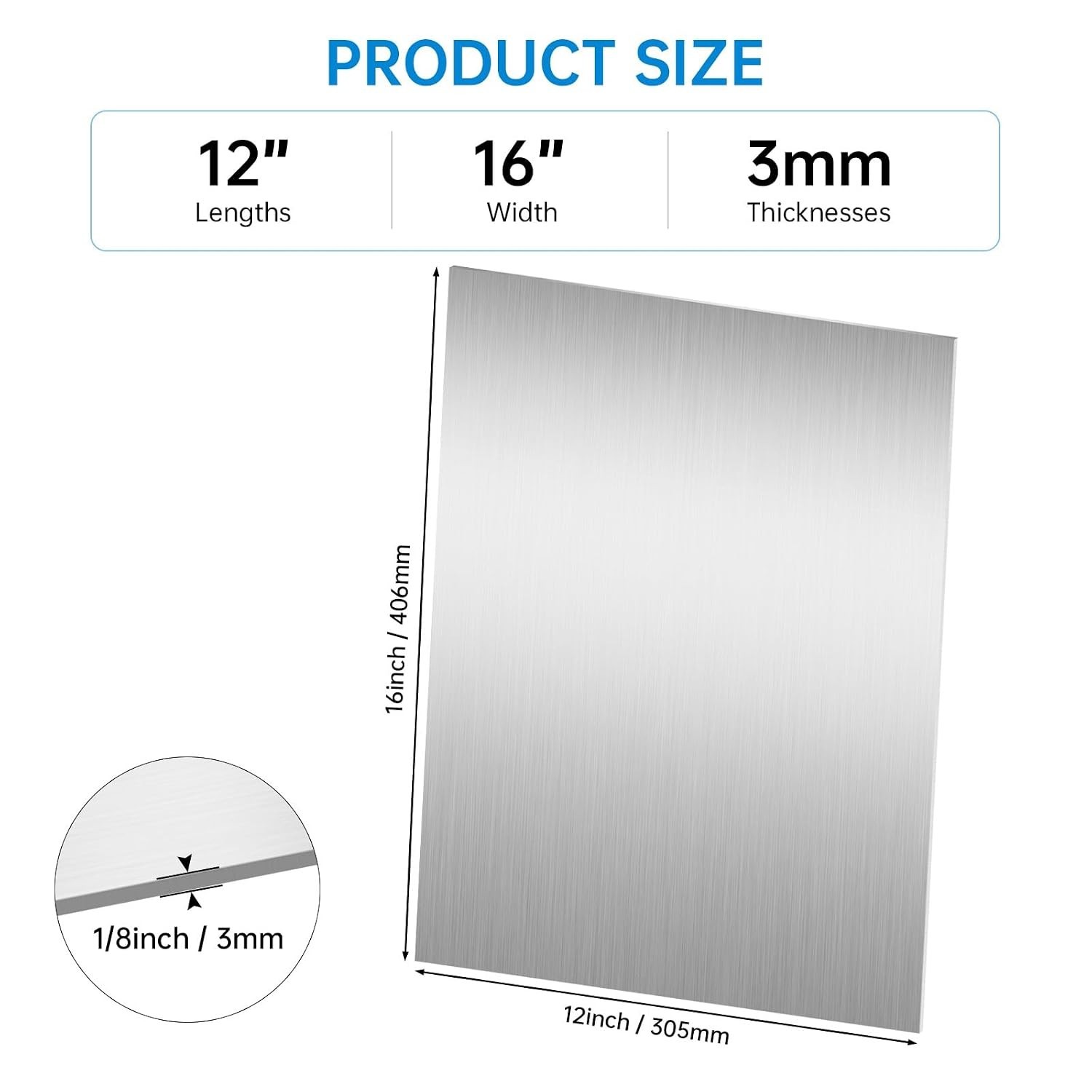 Metal Sheets for DIY Craft – 304 Stainless Steel, 16×12 Inch