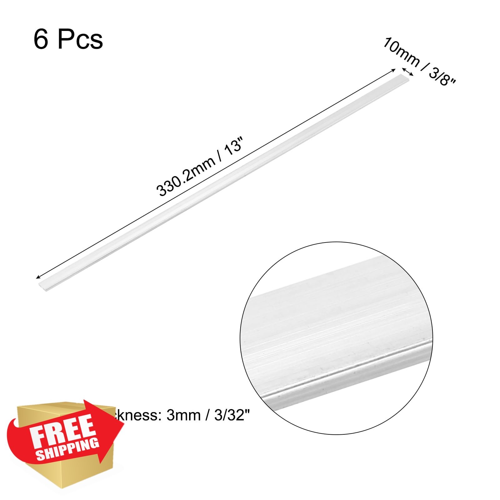 MECCANIXITY 6 Pcs Aluminum Flat Bar 3/32″x3/8″x13″