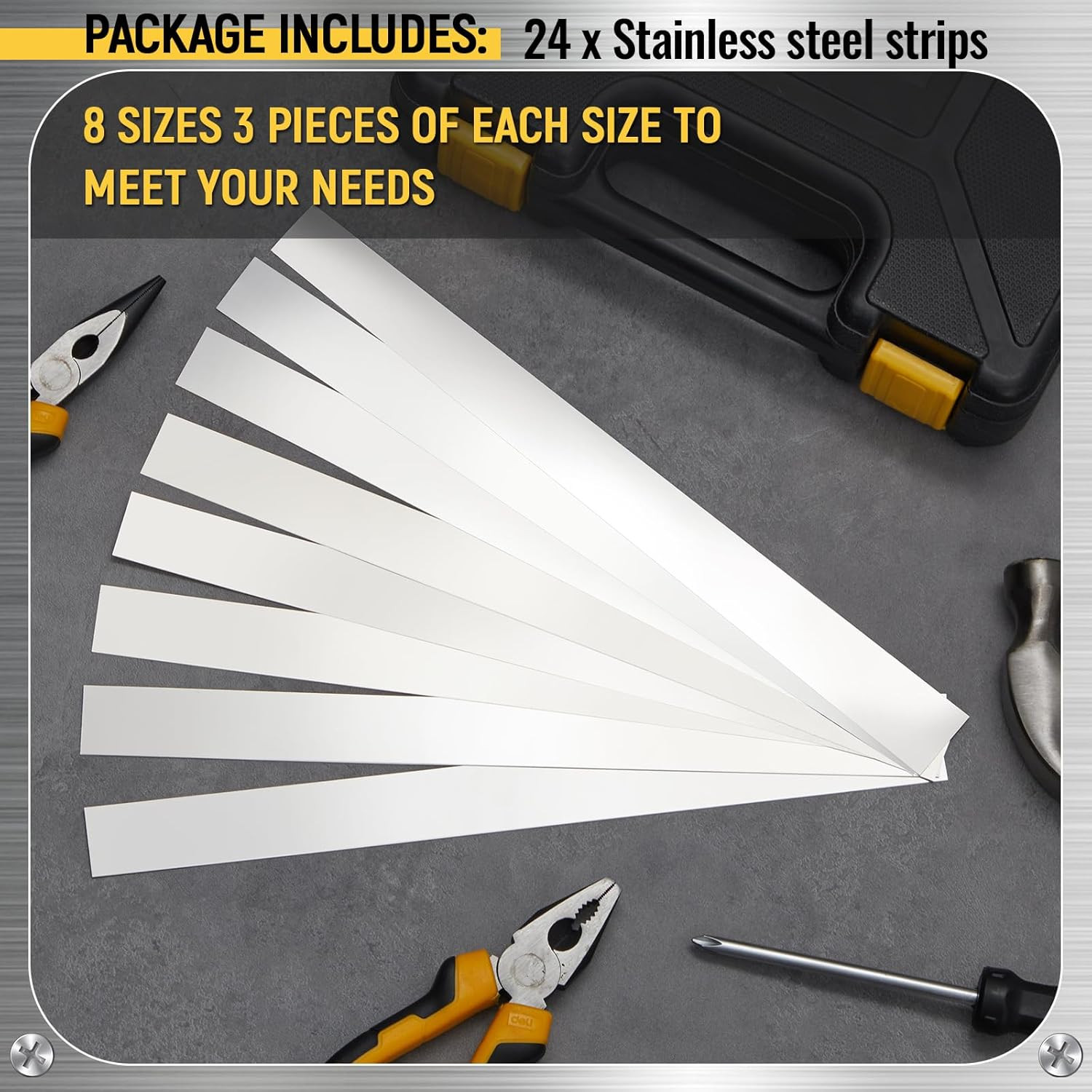 24 Pieces 304 Stainless Steel Strips 1″ Width X 12″ Length Shim Stock Assortment
