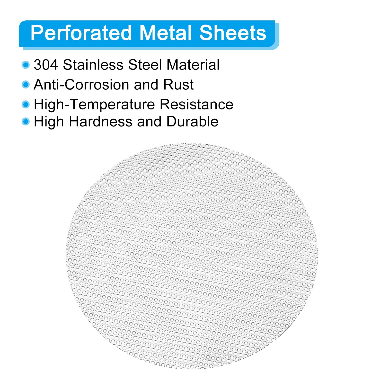 6″ 304 Stainless Steel Perforated Sheet, 0.06″ Hole Metal Mesh Plate