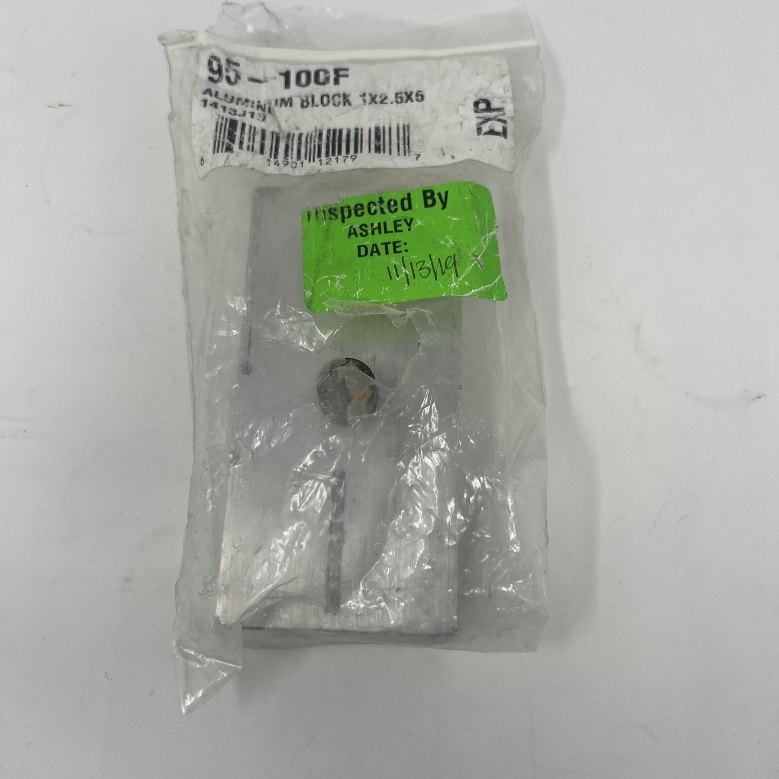 1″X 2.5″ X 5″ new aluminum block 95-100F 1413J19