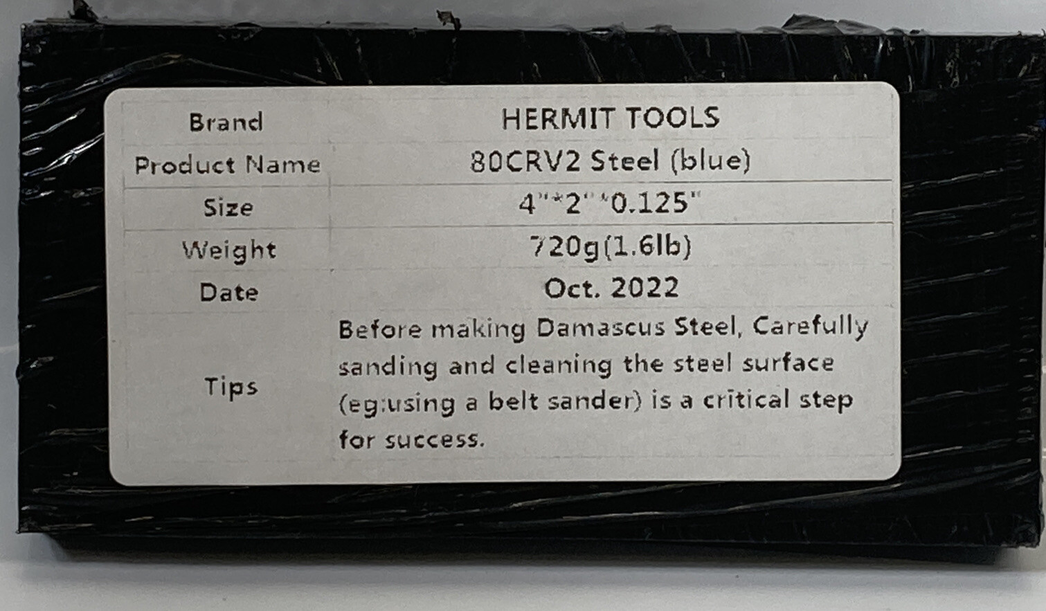 Steel For Damascus Billet 0.125″ x 2″ x 4″ (6 Pack), 80CRV2 Steel Blue 1.6lb