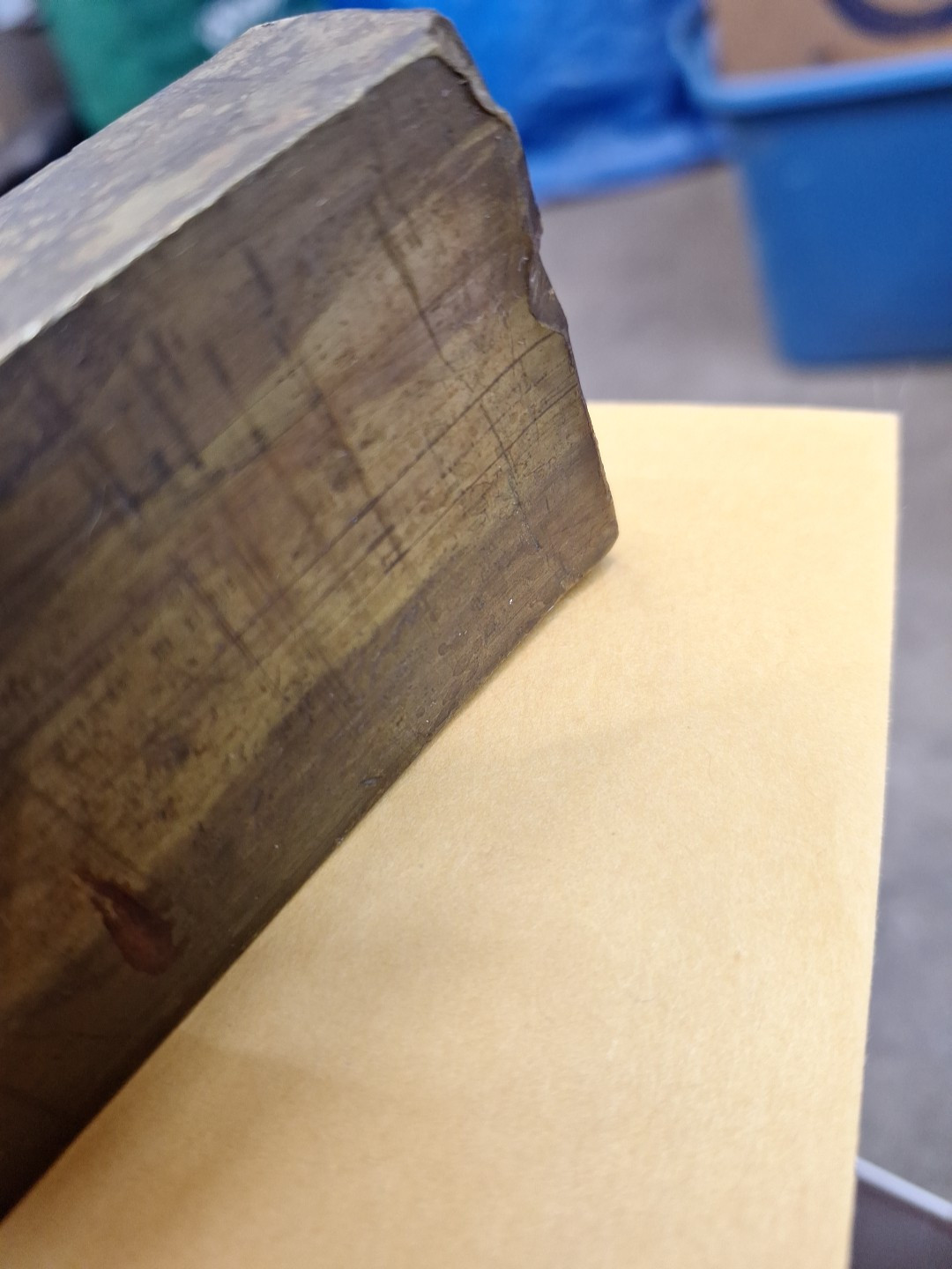 Yellow Brass? Stock Rectangle Flat Bar 1″x 2″x 13″L SEE PHOTOS OF CONDITION