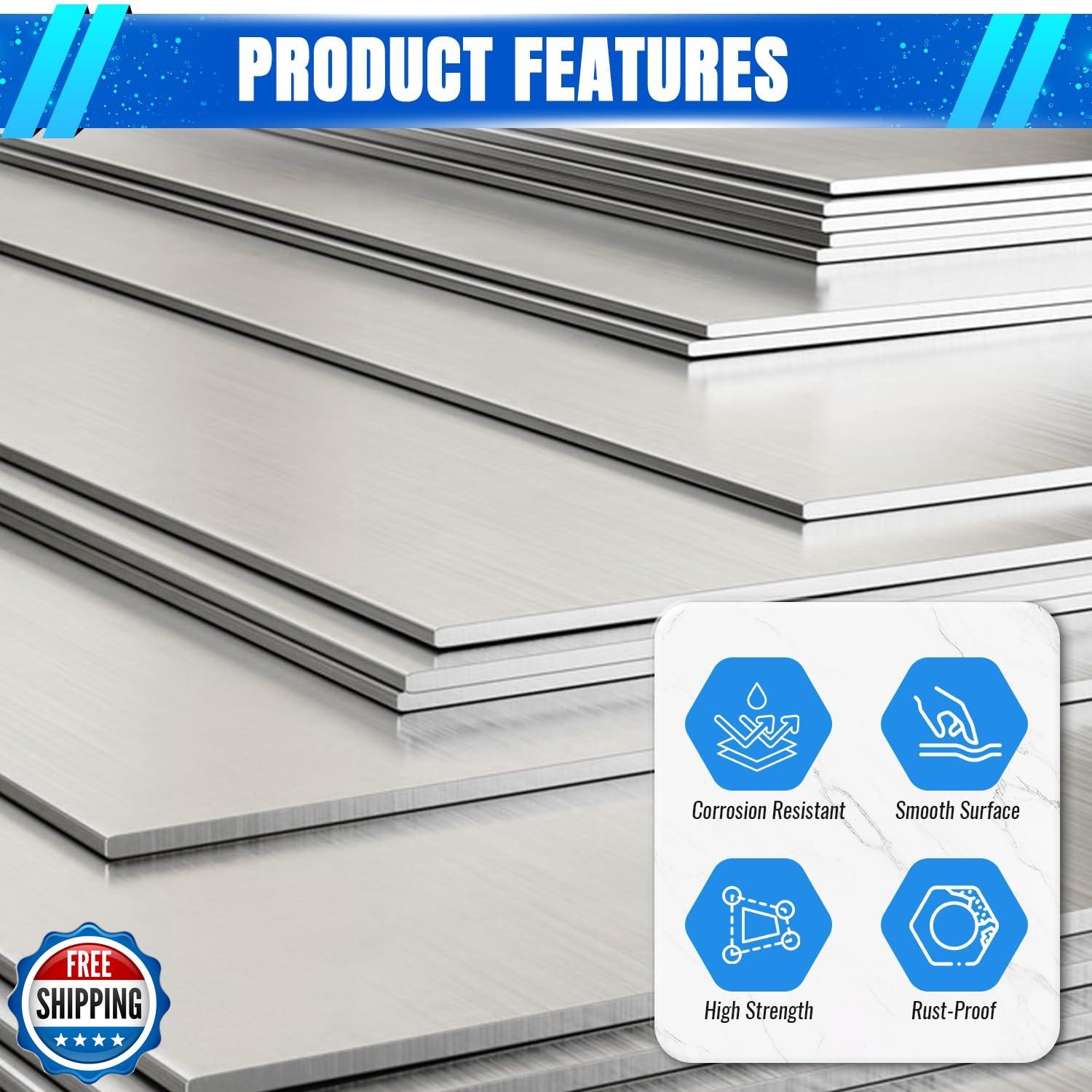Uxney Stainless Steel Sheet,2″ x 4″-14 Gauge(2mm) Thickness 430 Stainless Ste