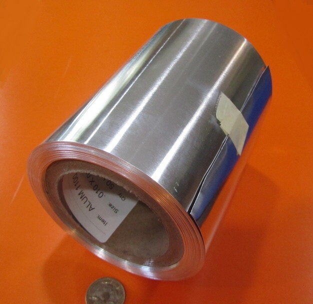 1100 Aluminum Foil (O) .010″ Thick x 6″ Wide x 50 Feet Long Roll