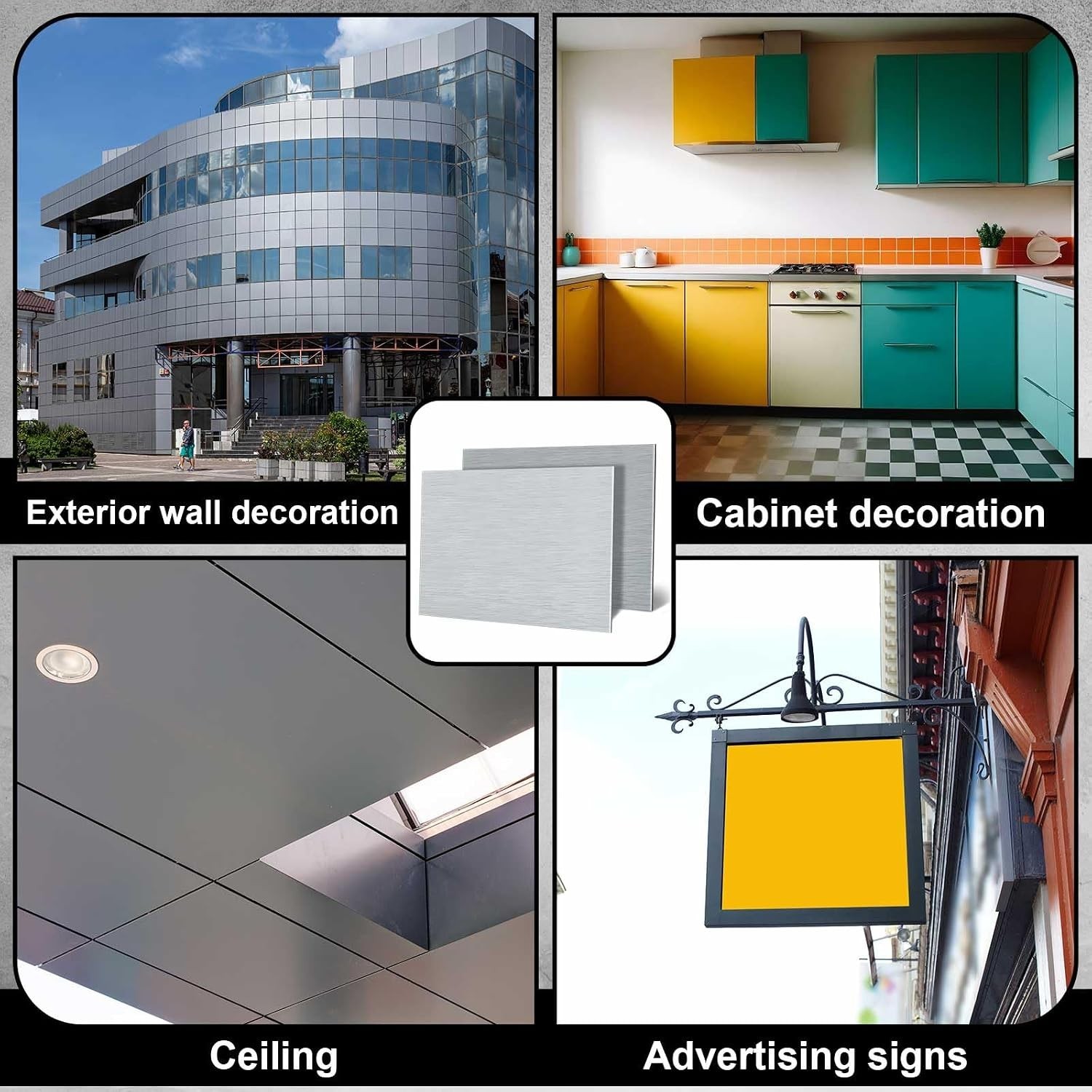2 PACK 36″x24″ Aluminum Composite Panel, 1/4″ Thick Rectangle Brushed Silver