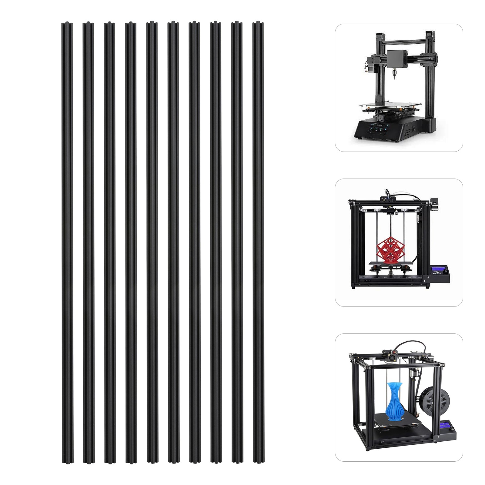 10 Pack 2020 Black T-Slot Aluminum Extrusion For CNC 3D Printer – 10X 1M USA