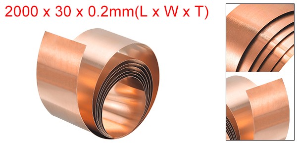Copper Sheet Roll Metal Foil Plate 2000mm x 30mm x 0.2mm