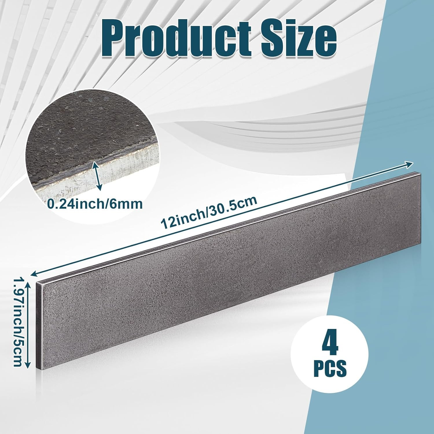 4 Pcs 2 x 1/4 x 12 Inch Steel Flat Bar Metal Stock Hot Rolled Steel Plate Solid