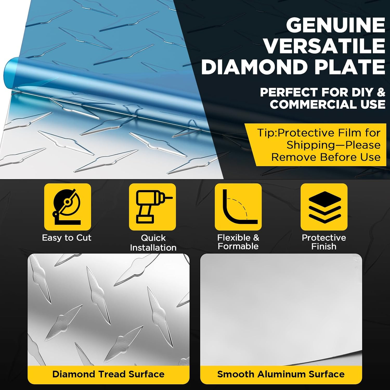 Aluminum Diamond Plate Sheet Metal, Mill Finish Diamond Sheet, Tread Texture Met