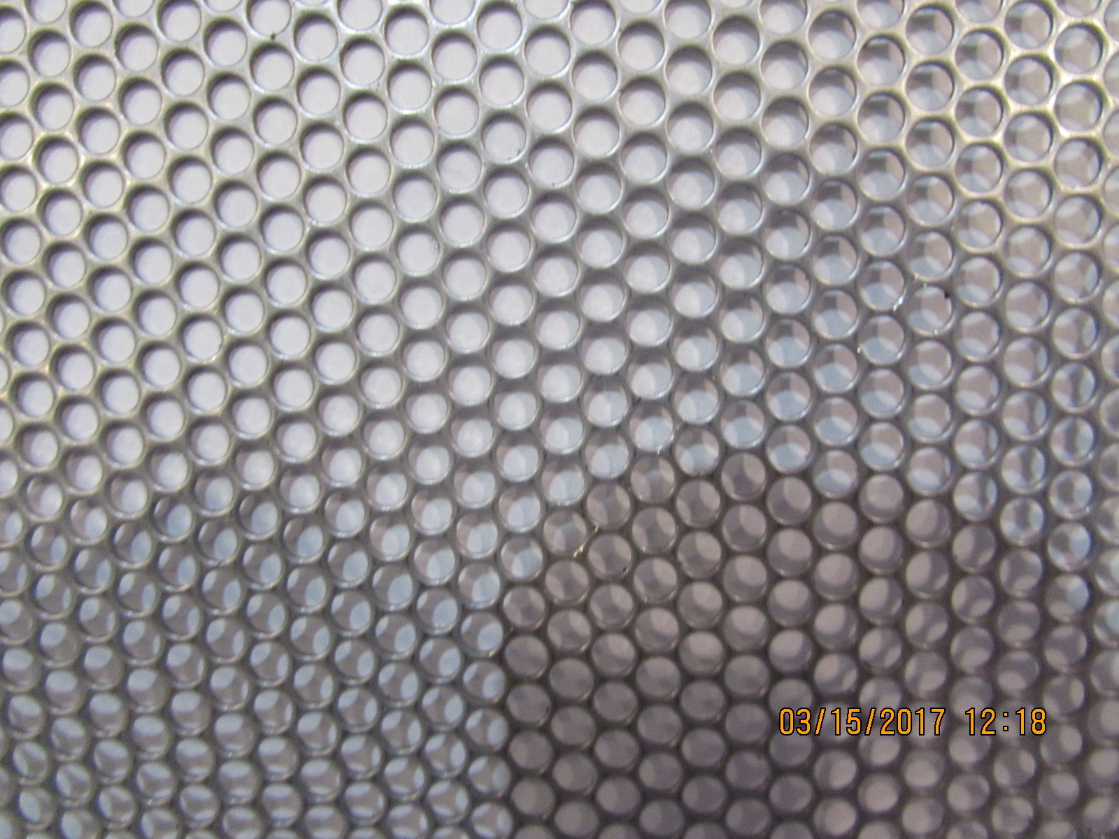 5/32″ HOLES–18 GAUGE– 304 STAINLESS STEEL PERFORATED SHEET –11″ x 12″