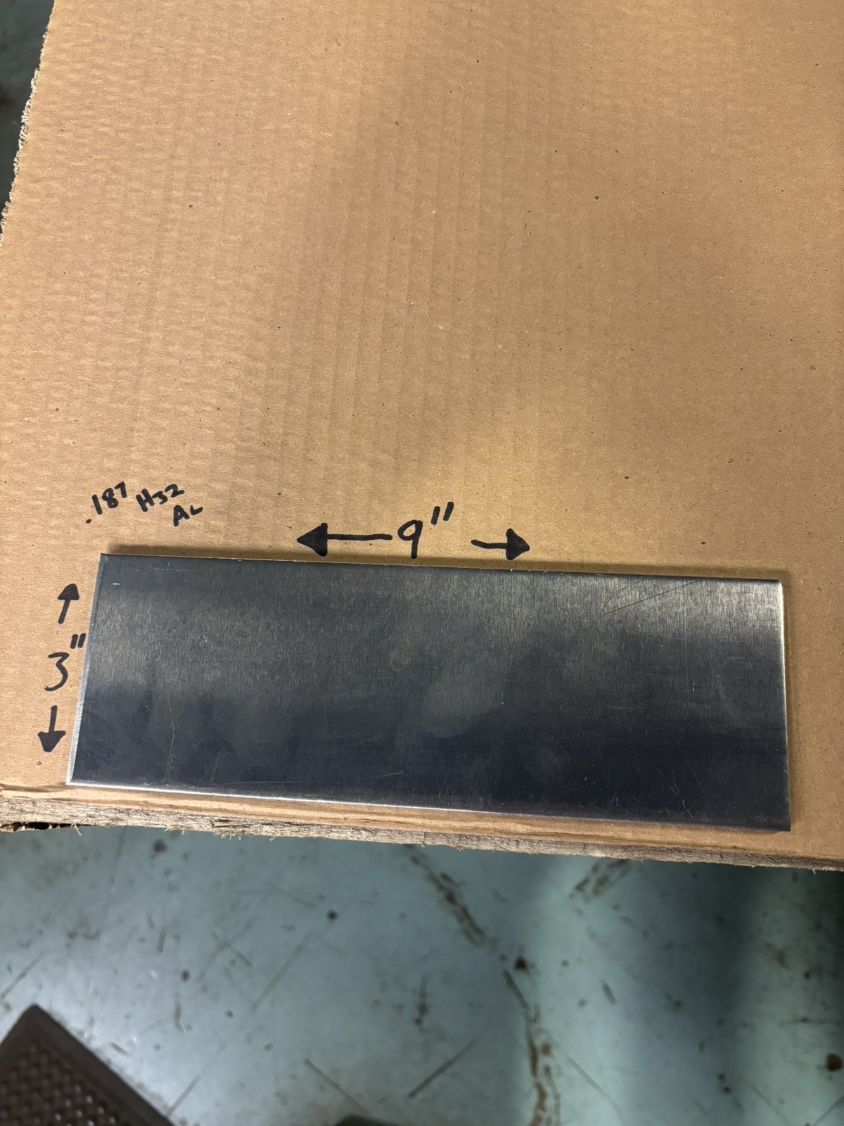 3/16” (0.187” Thick) Aluminum Sheet Metal H32-5052 – 3” x 9” – New