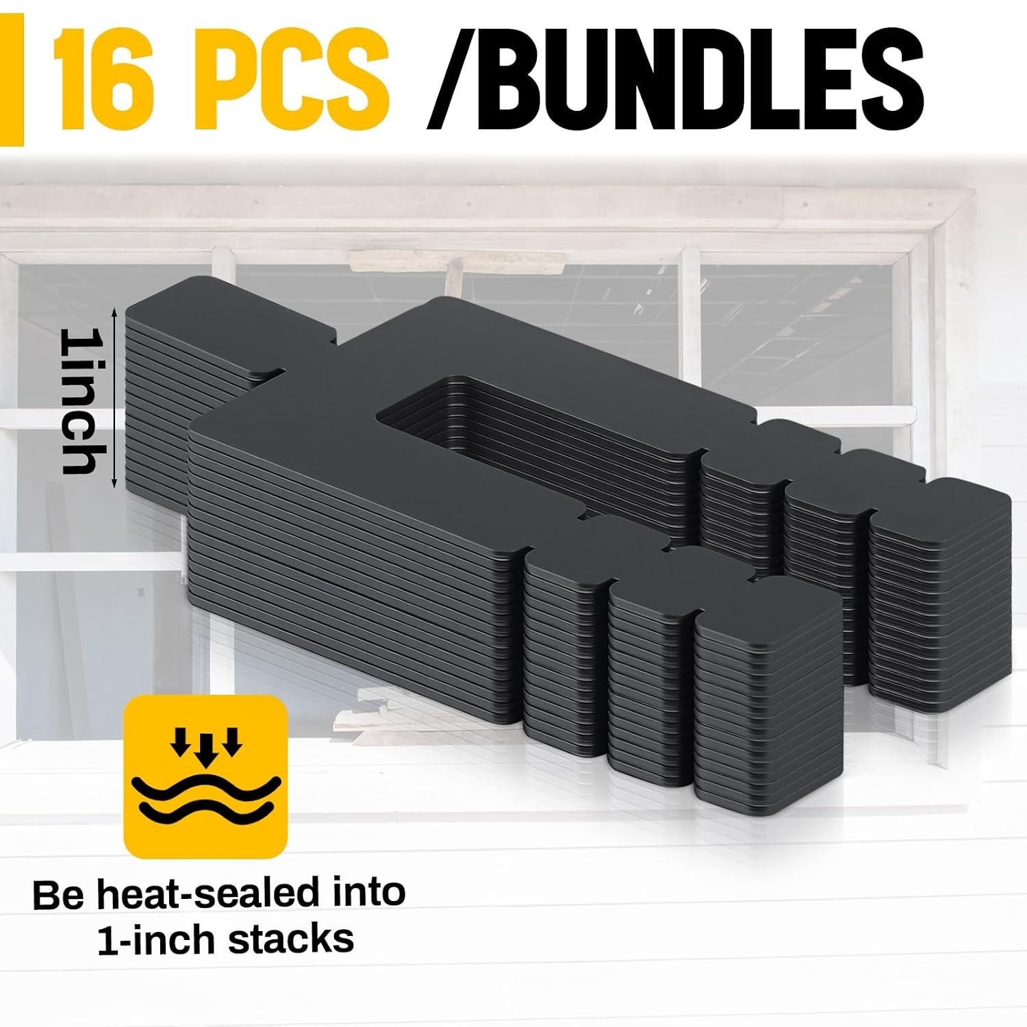 500 Pcs Stackable Black Plastic Shims – 1/16″ x 3-1/2″ for Doors & Windows