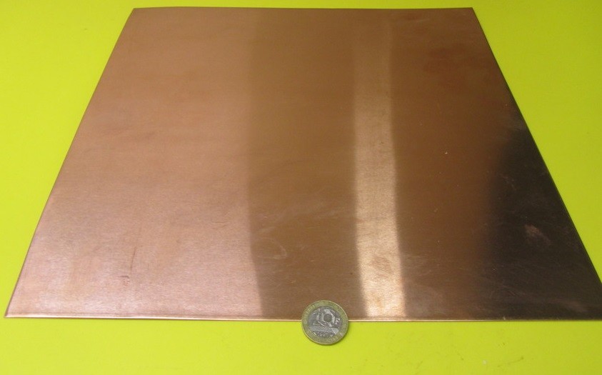 101 Copper Sheet (1/8 to 1/4 Hard) .025″ Thick x 12.0″ Wide x 12.0″ Length