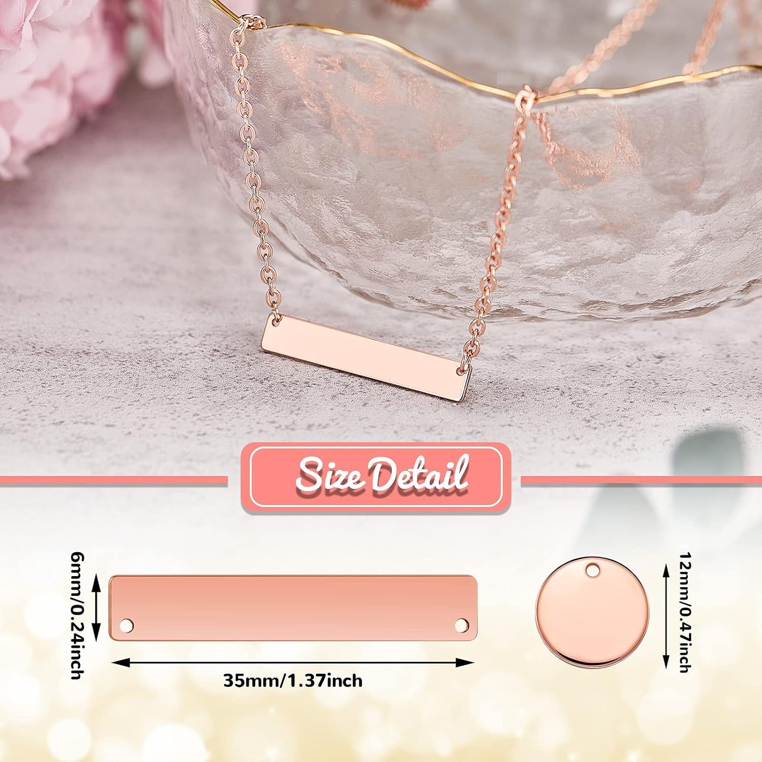 Gold, Silver, and Rose Gold Metal Stamping Blanks – 30 Pcs Engravable Pendants