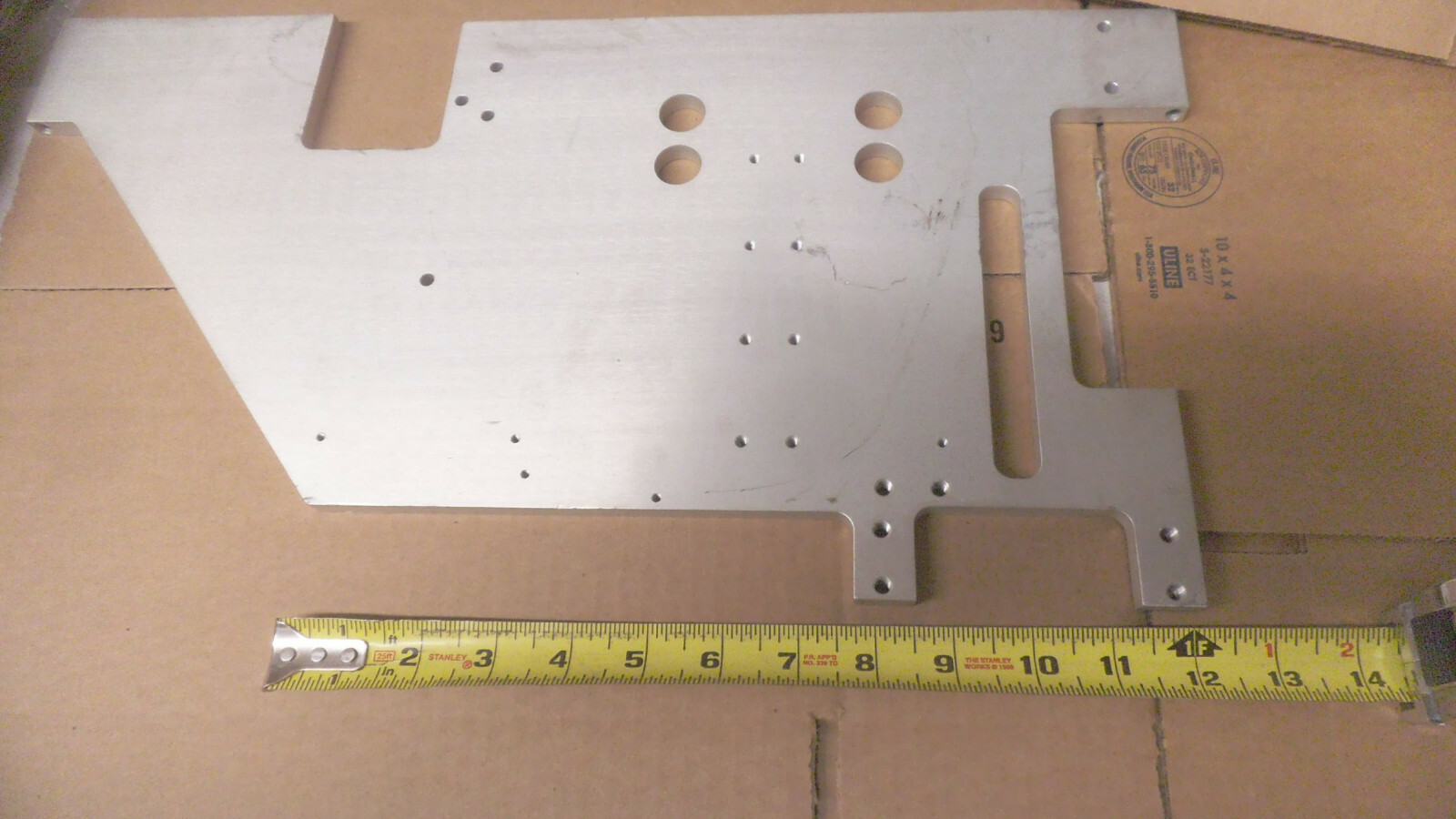 Aluminum plate or bracket, 19-3/8″ x 9-7/8″ x point 380″ thick
