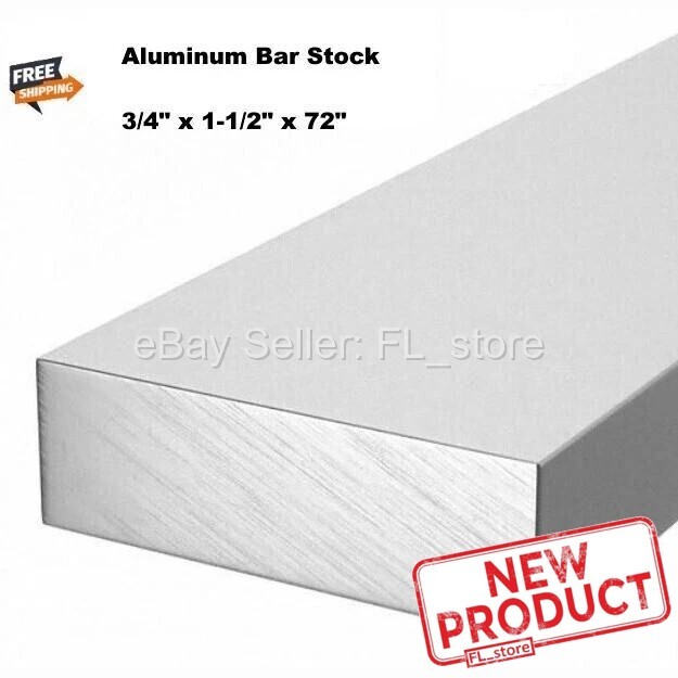Aluminum Bar Flat Stock 3/4″ x 1-1/2″ x 6 Feet Mil Finish Alloy 6061 Unpolished