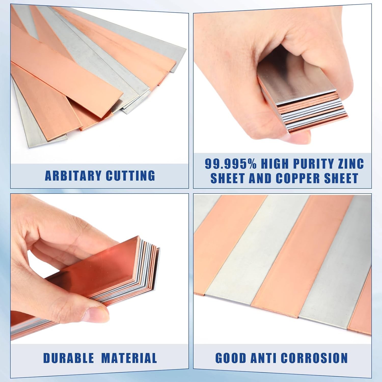 12 Pcs Pure Copper Zinc Anode Sheets 0.04″ X 0.98″ X 5.98″ for Experiments
