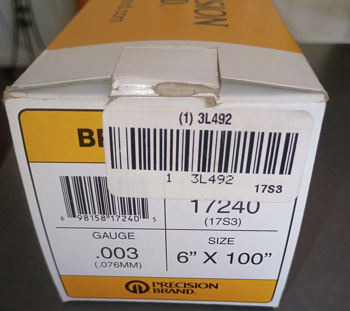 Precision Brand Brass Shim .003 6″ x 100″