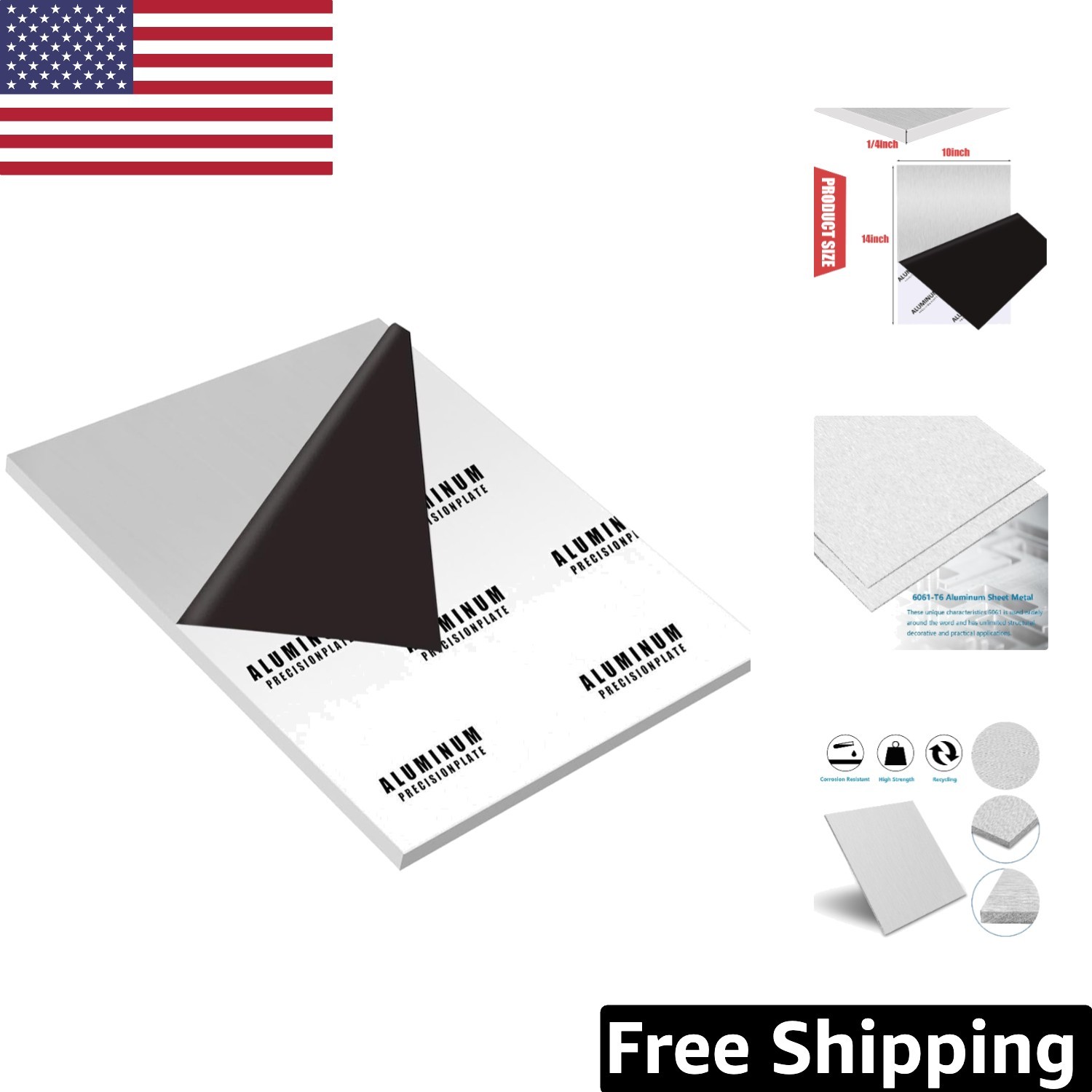 Precision Cut 10″x14″ 1/4″ Thickness Aluminum Plate for Engineering Projects