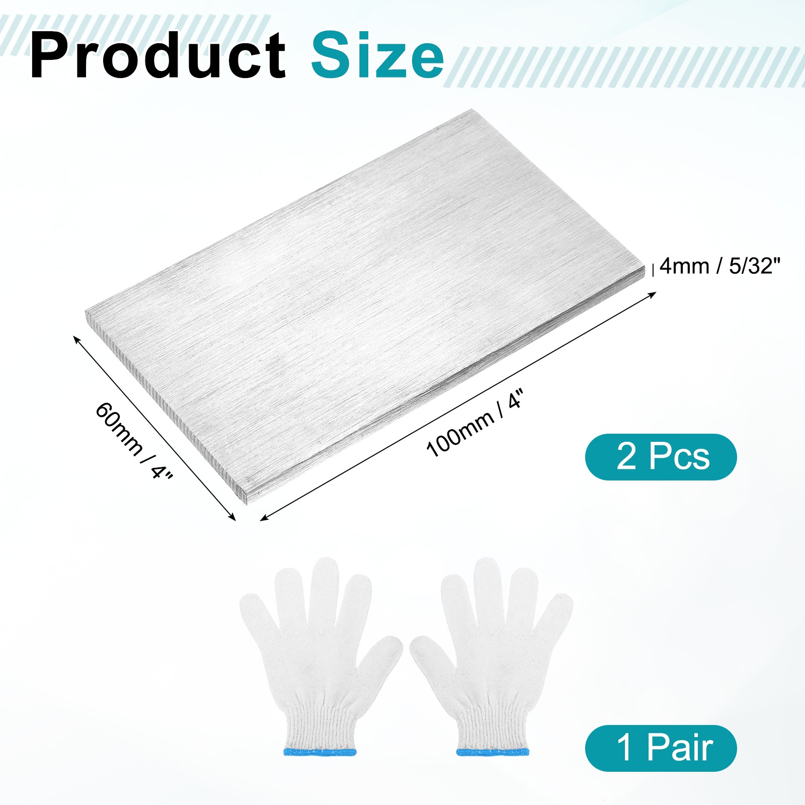 2 Pcs 304 Stainless Steel Flat Bar 5/32″ x 2-3/8″ x 4″ Trim Strips Sheet