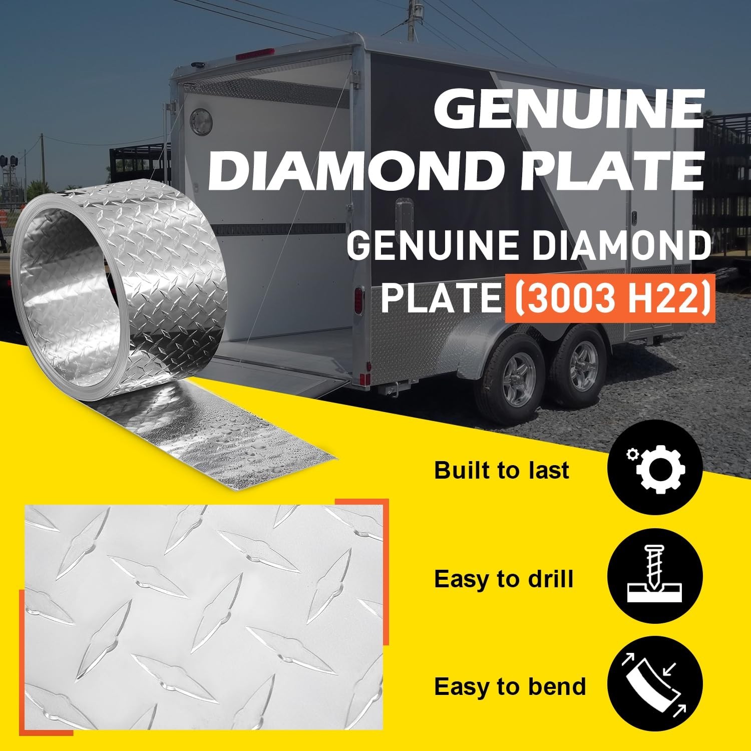 Diamond Plate Aluminum Sheet – 3003 H22, 17GA 0.045″ Thick, Heavy-Duty …..