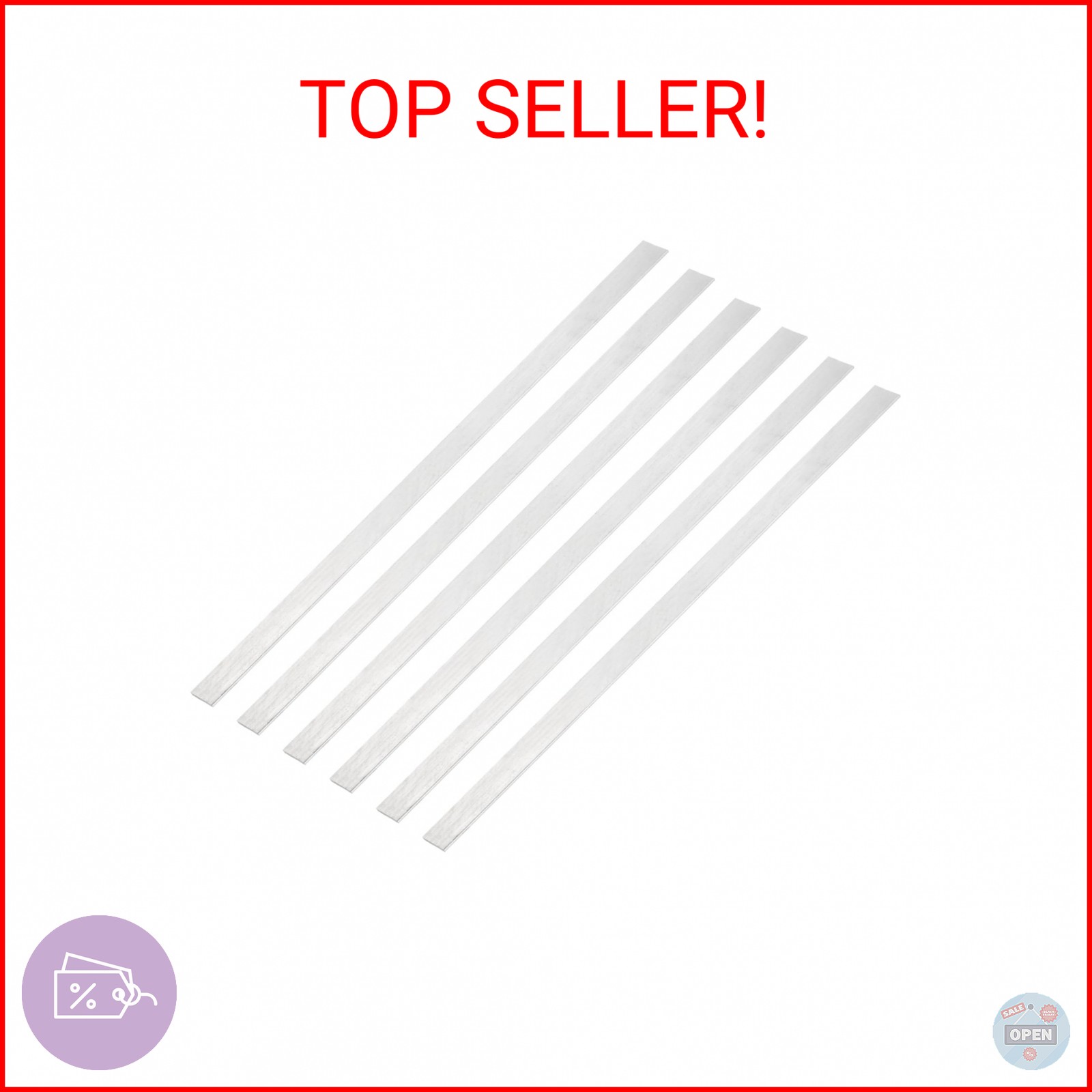 MECCANIXITY 6 Pcs Square Aluminum Flat Bar, 1/16″ (1.5mm) Thick x 19/32″ (15mm)