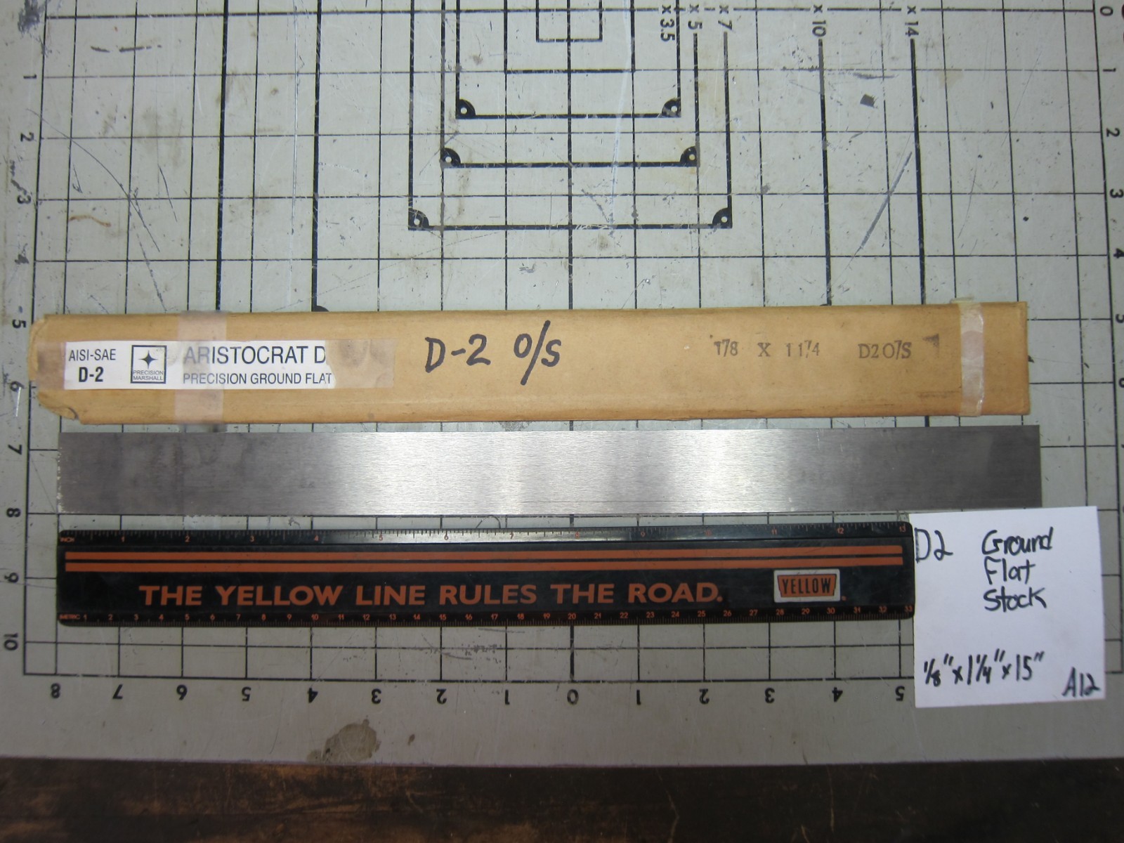 D2 Ground Flat Tool Steel Stock 1/8″ x 1 1/4″ x 15″
