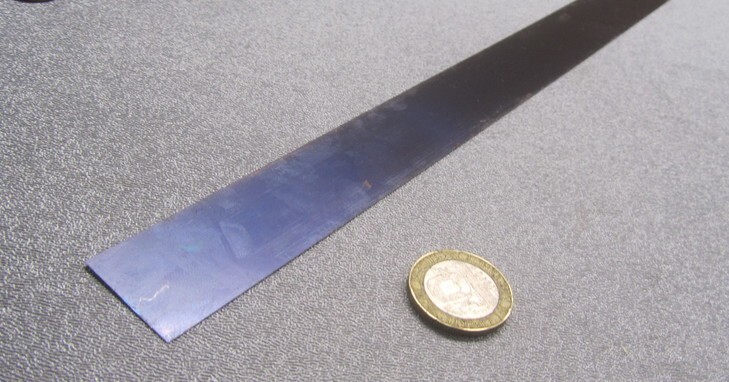 1095 Hard Blue Tempered Spring Steel Shim .008″ Thick x 1.00″ Wide x 1200″ Long