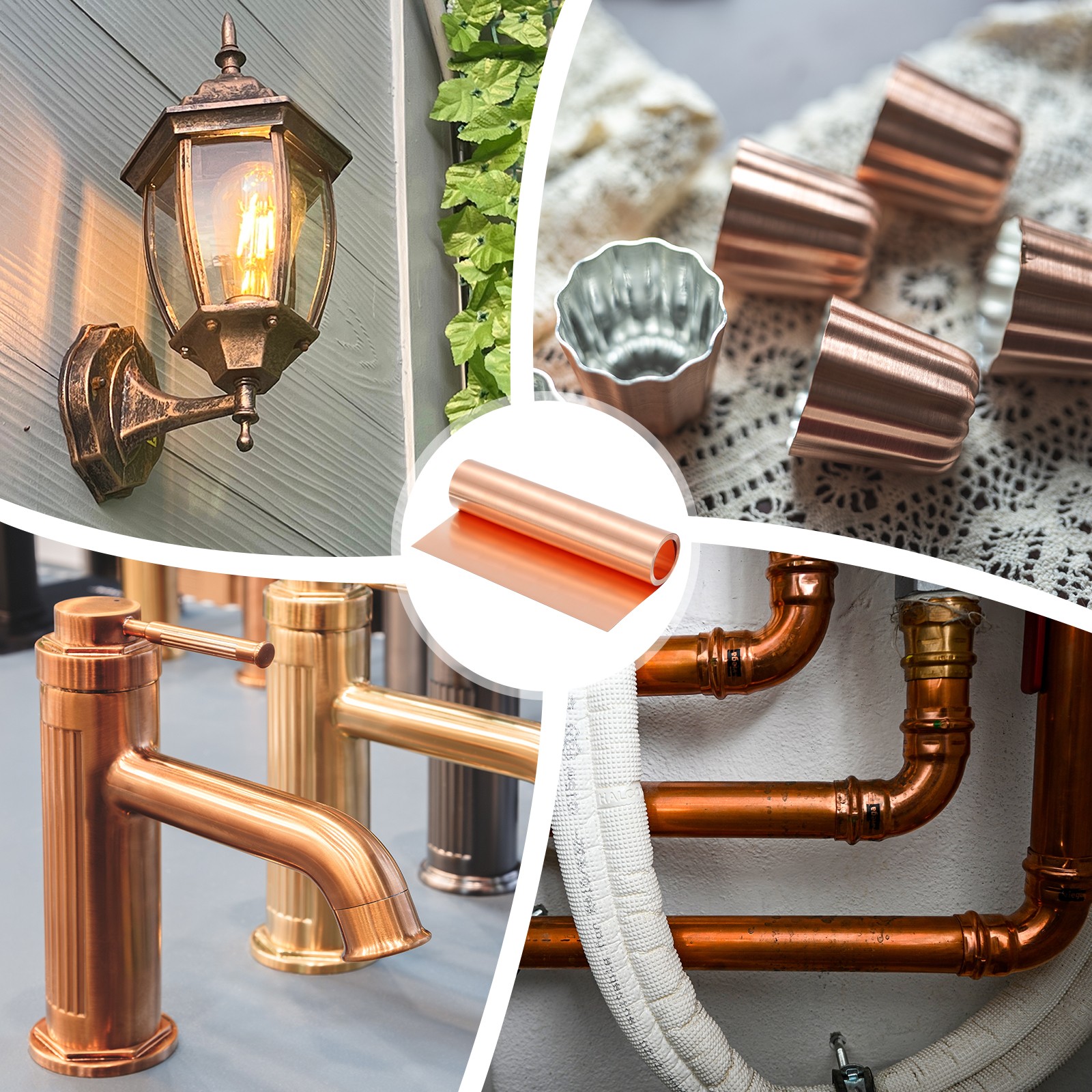 Pure Copper Sheet Roll, 0.2mm 24Ga Thick T2 10Ft x 12in Copper Strip for Craft
