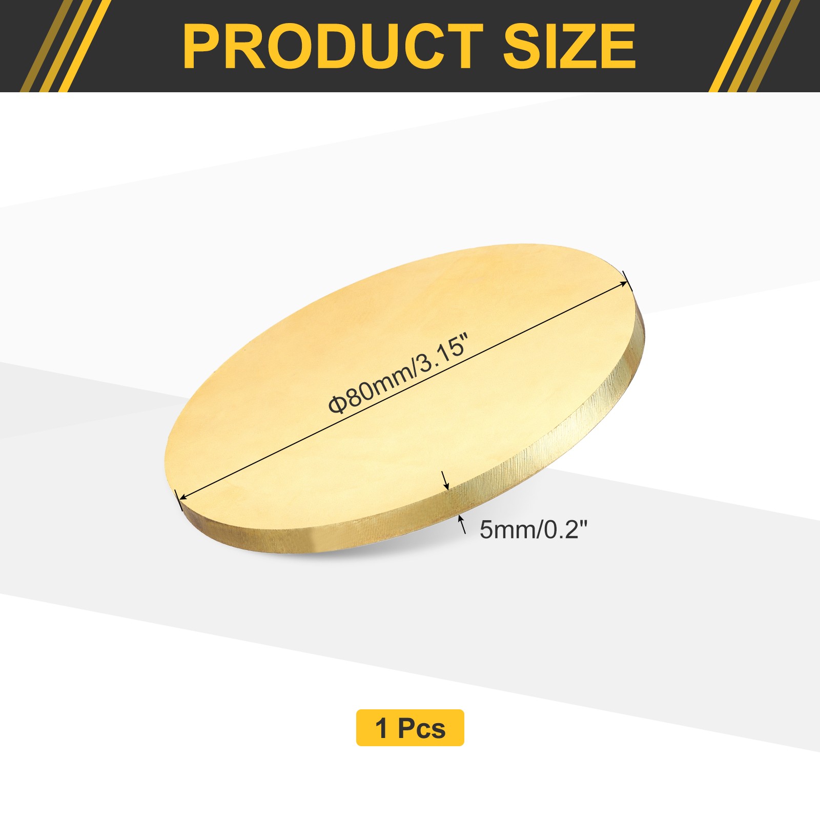 Brass Round Plate, 0.2″(5mm) Thick 3.15″(80mm) Dia H65 Brass Round Sheet
