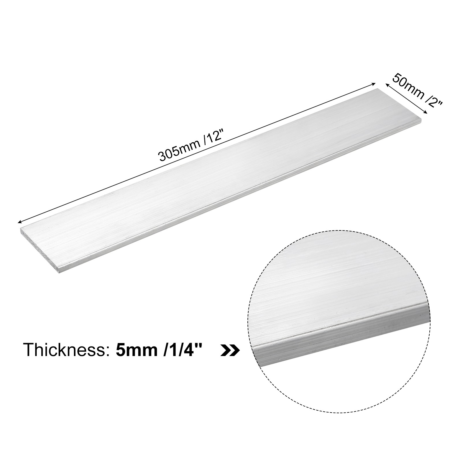 Square Aluminum Bar 1/4 Inch Thick 2 Inch Width 12 Inch Length