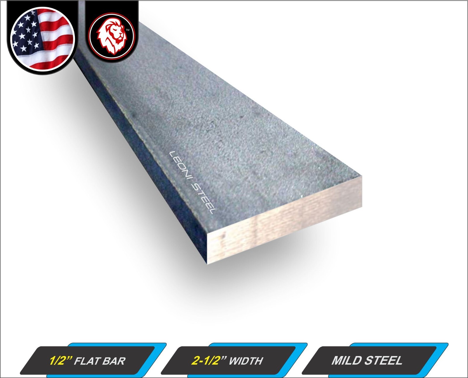 1/2″ x 2-1/2″ Metal Flat Bar – Metal Stock – Mild Steel – 72″ Long (6-ft)
