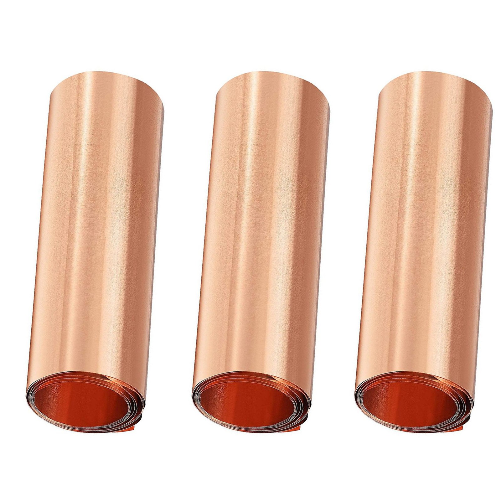3X Copper Sheet Roll, Metal Foil Sheet 1000mm x 100mm x 0.01mm U5X74206