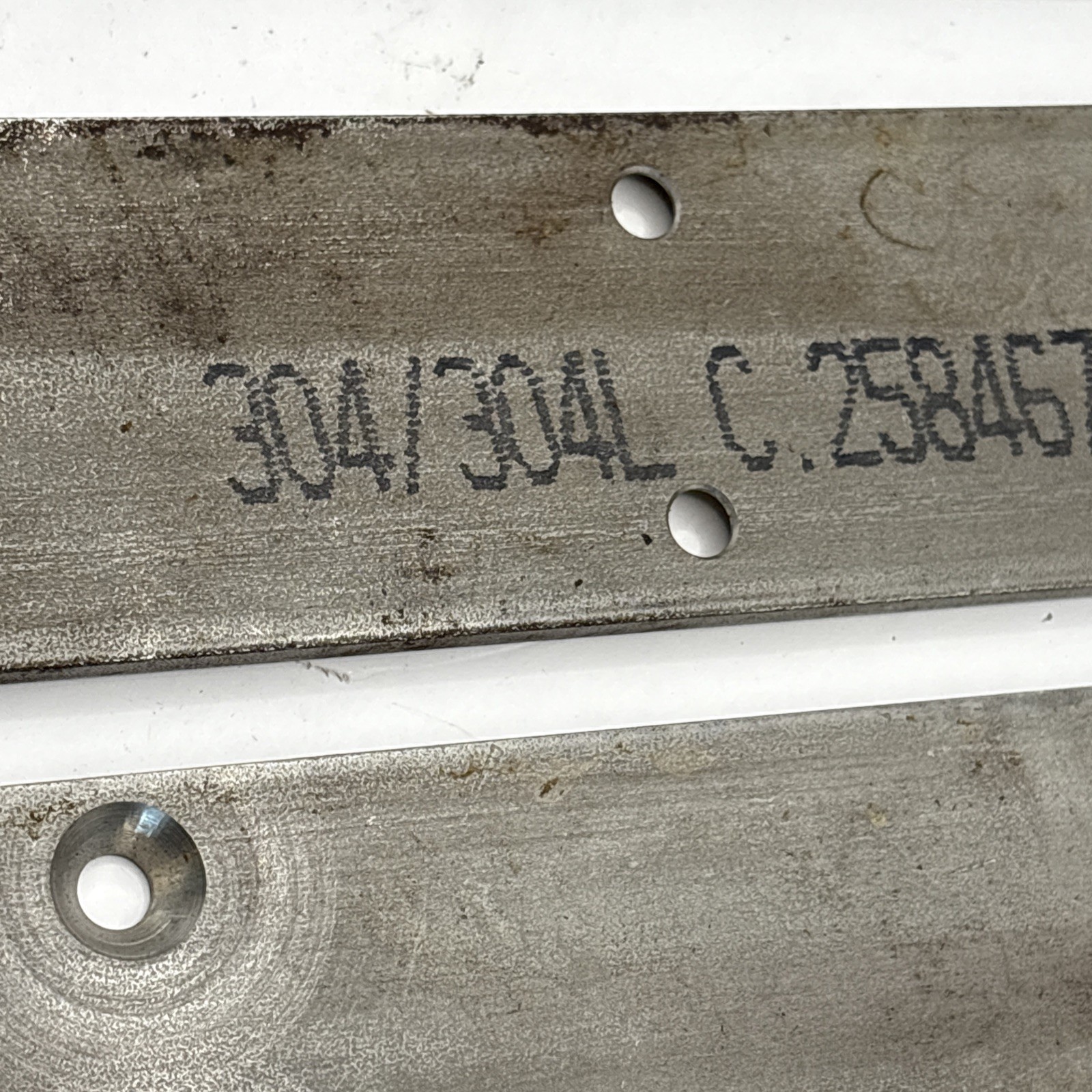 304/304L Stainless Steel 17.5 Inch x 2 Inch x 1/4 Inch Bars With Holes Lot Of 4