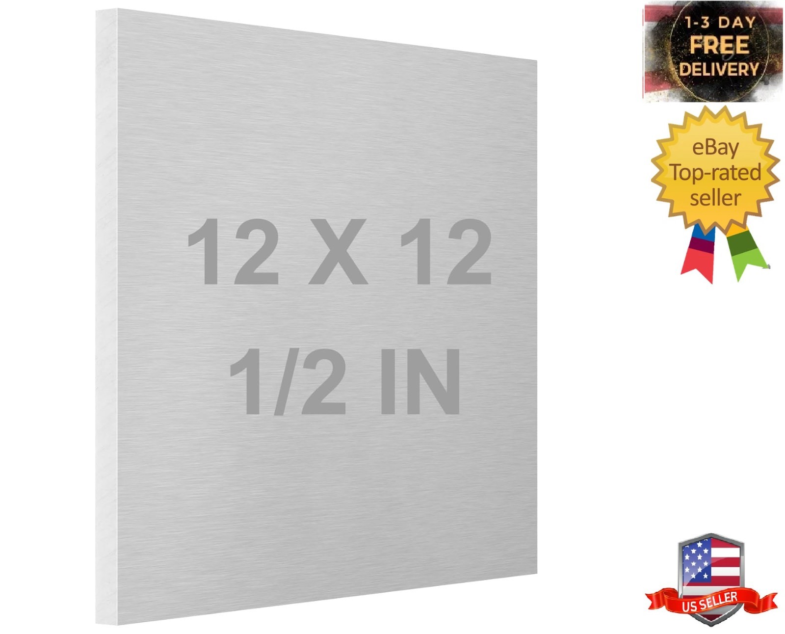 6061 T651 Aluminum Sheet Metal 12 x 12 x 1/2Inch (12.7MM) Flat Plain Thickene…