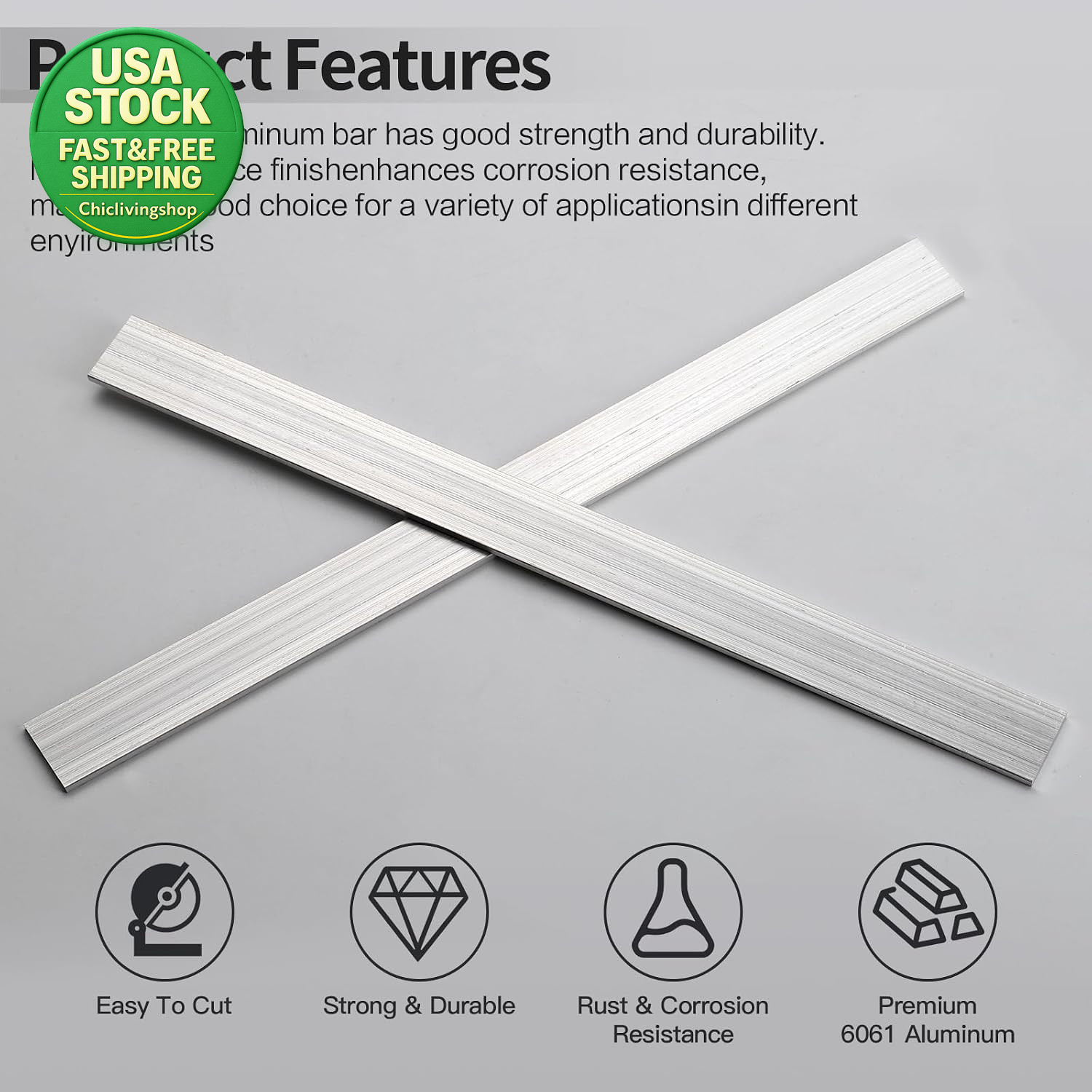 2 Pcs 6061 Aluminum Flat Bar 1 8 X 1 X 12 Inch Solid Square Plate Stock
