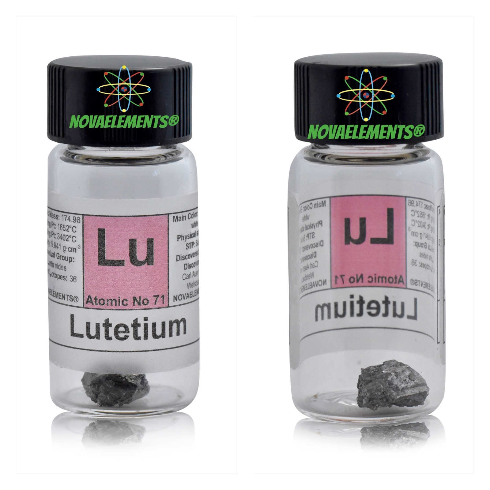Lutetium metal element 71 Lu sample 0.5 gram shiny 99.95% in labeled glass vial