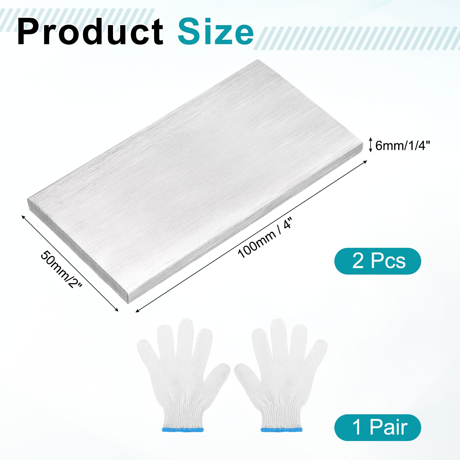 2Pcs 304 Stainless Steel Flat Bar 1/4″ x 2″ x 4″ Trim Strips Sheet