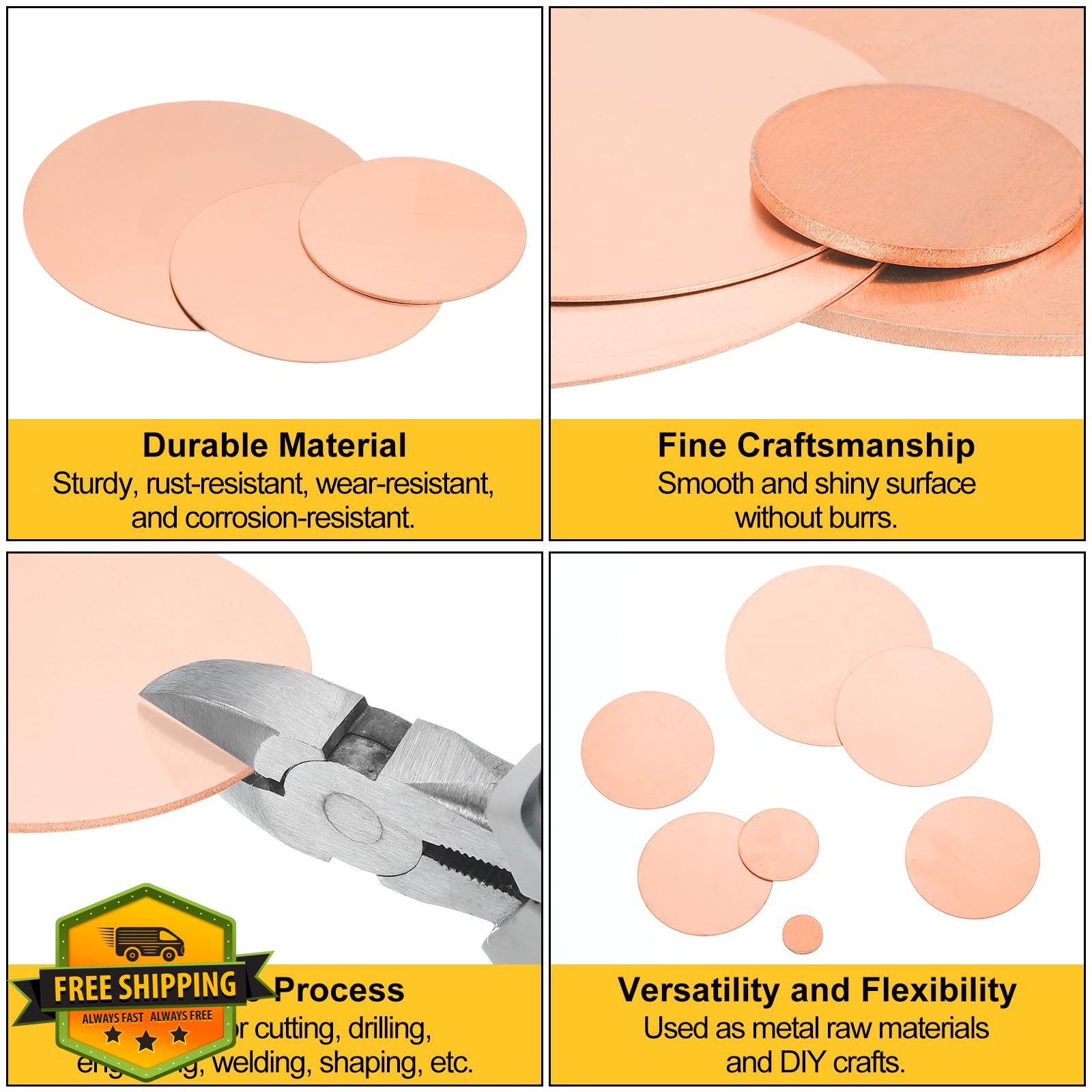uxcell 12pc 0.8mm x 15mm Copper Round Plate