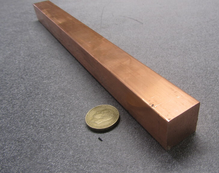 110 Copper Square Bar H02, 1.0″ Thick x 1.0″ Wide x 1 Ft Length