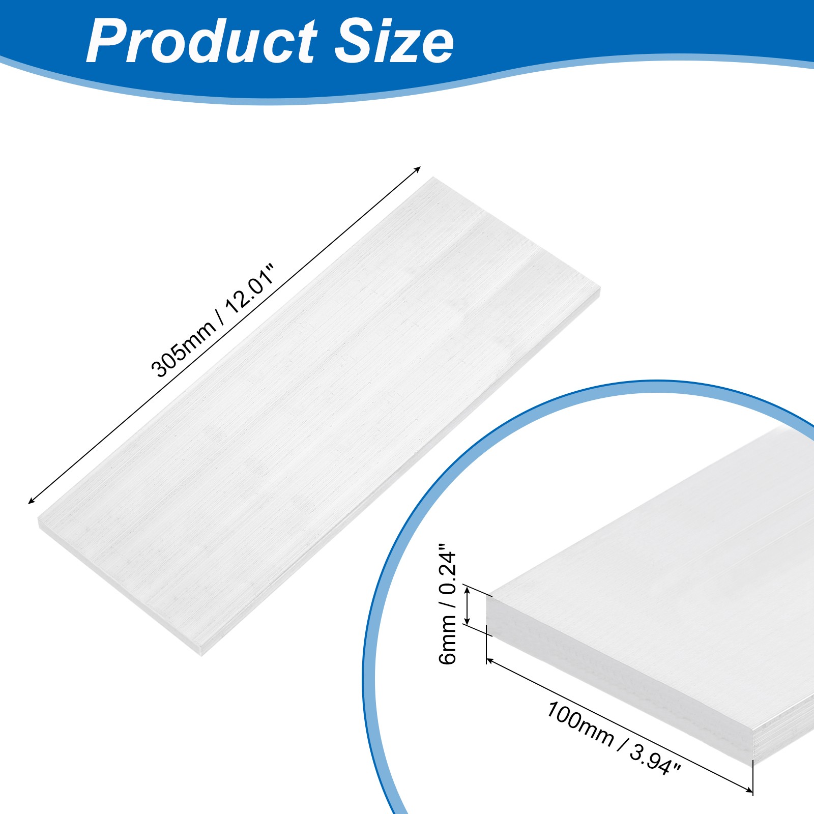 Square 6063 Aluminum Flat Bar 1/4″ Thickness 4″ Width 12″ Length
