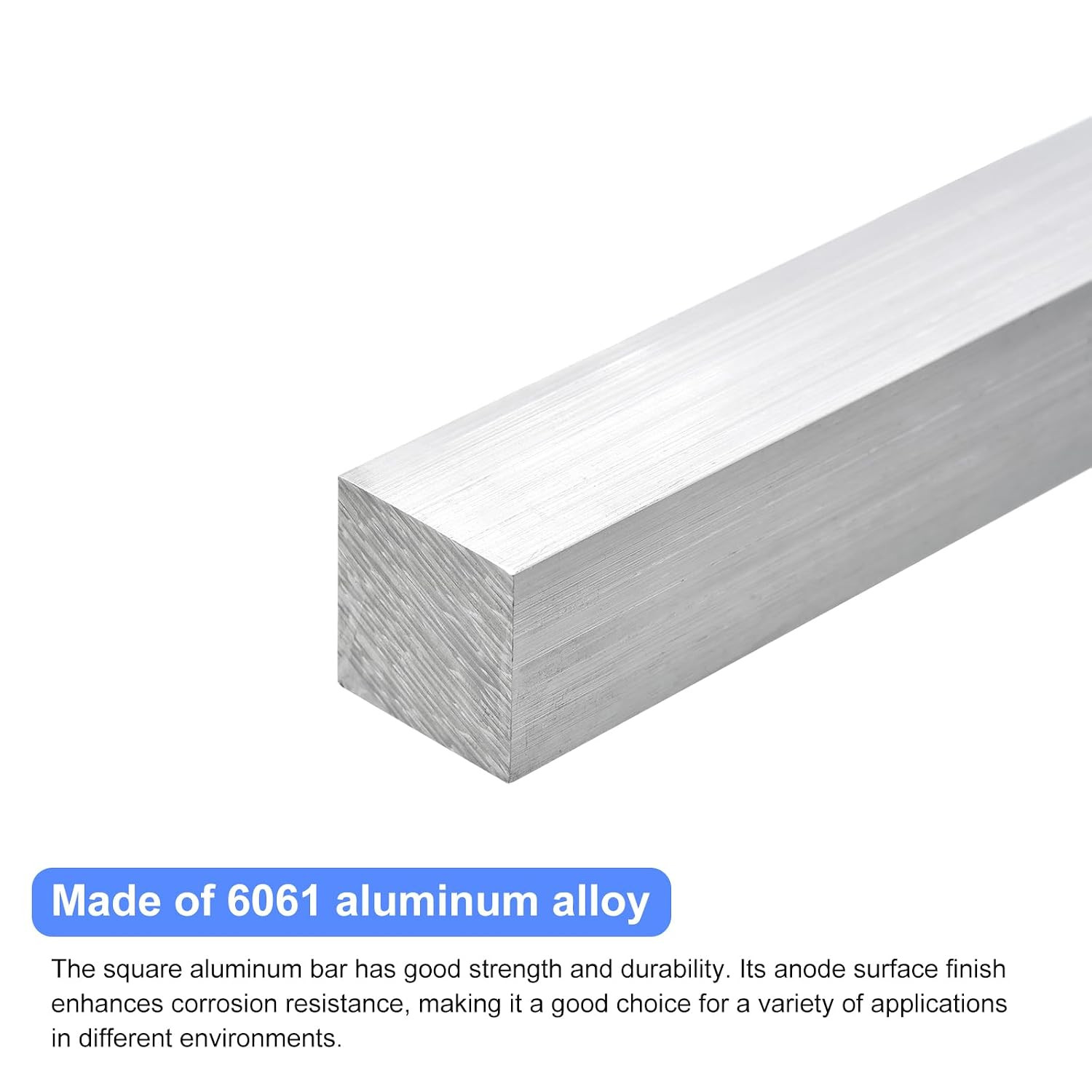 Square Aluminum Flat Bar, 3/8″ Thick 0.4″ Width 10″ Length Square Aluminum Bar 6