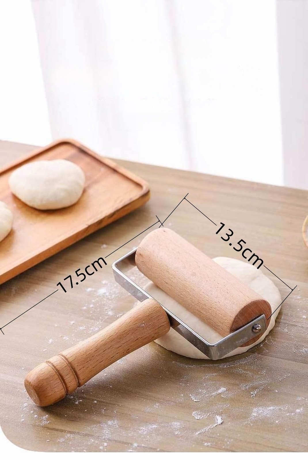 Stainless Steel & Beechwood Rolling Pin with Adjustable Thickness – Ergonomic…