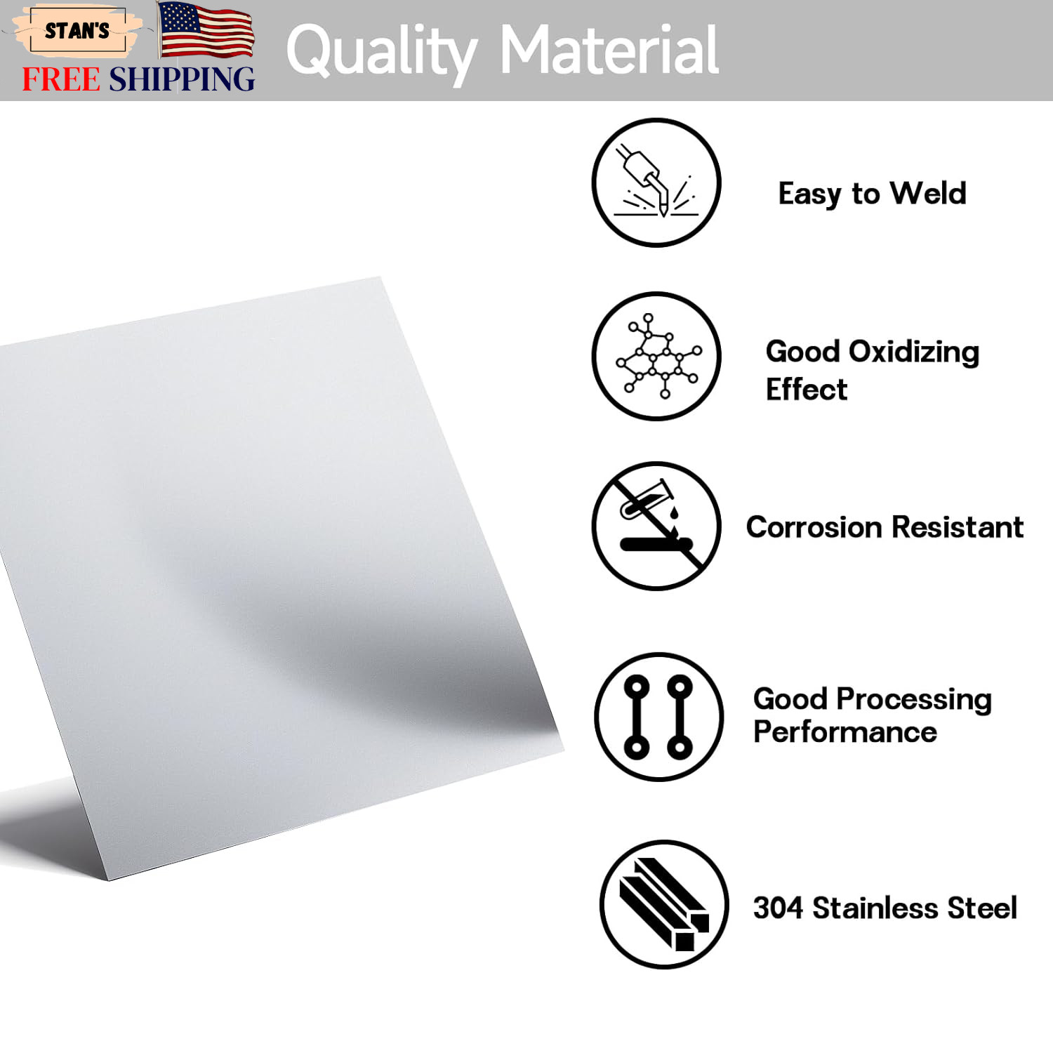 304 Stainless Steel Sheet – 12″ X 12″ X 1/8″ Thin Stainless Steel Plate 1/8 Inch