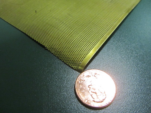 Brass Perforated Staggered Sheet, .016″ Thick x 24″ x Per Ft”, .020″ Hole Dia.