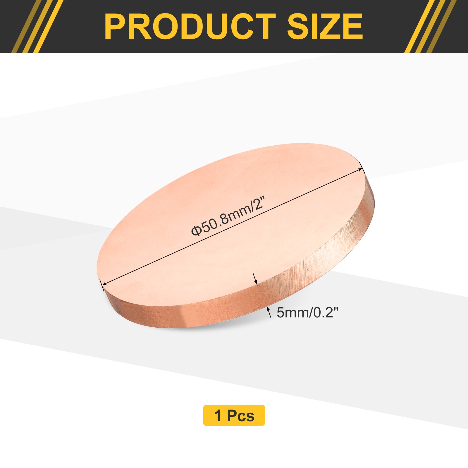 Copper Round Plate, 0.2″ Thick 2″ Dia C1100 Pure Copper Sheet