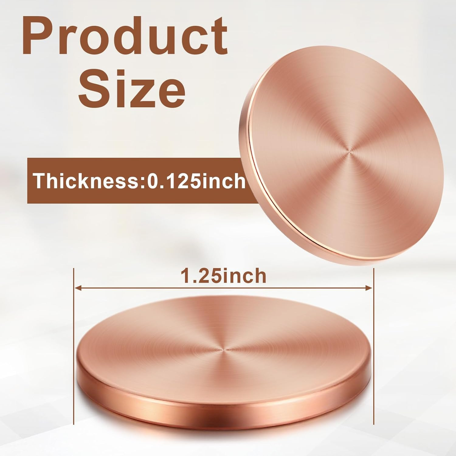 10 Pcs Copper round Discs 1-1/4″ Dia. X 1/8″ Thick Solid Blank with Velvet Stora