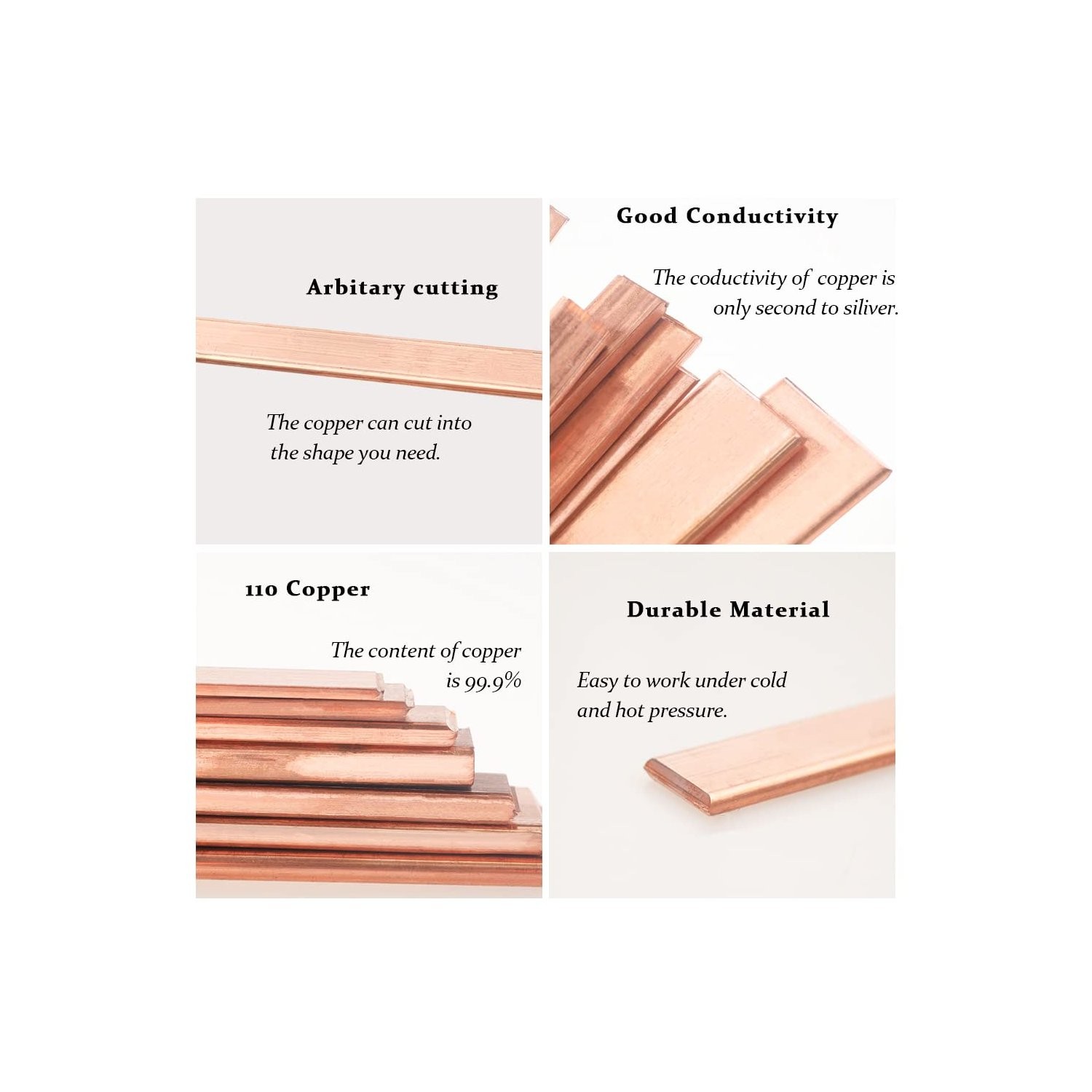 Copper Bar Stock 1/8″ x 0.4″ x 8″ for Power Distribution and Metal Smelting